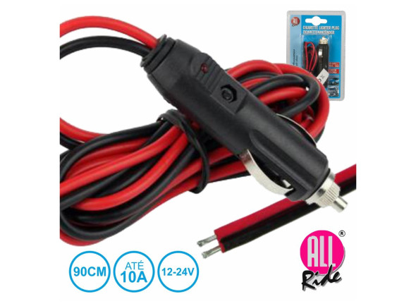 All Ride Ficha Isqueiro C/ Cabo Prolongador 12-24V 10a All Ride Ficha Isqueiro C/ Cabo Prolongador 12-24V 10a